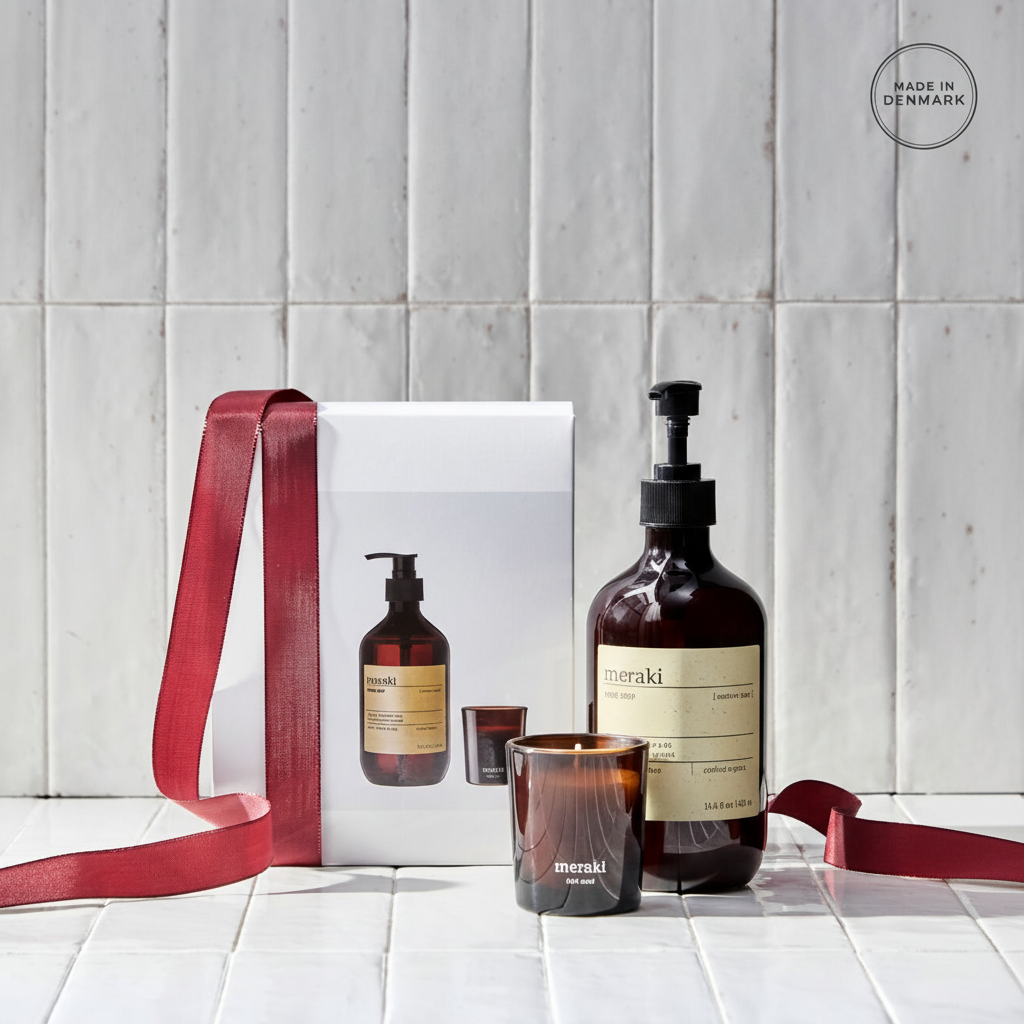 Gift Box with Candle lifestyle with Made in Denmark badge